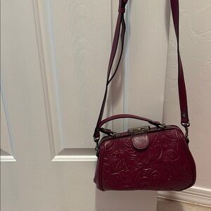 Patricia Nash Red Crossbody Bag with Embossed Leather
